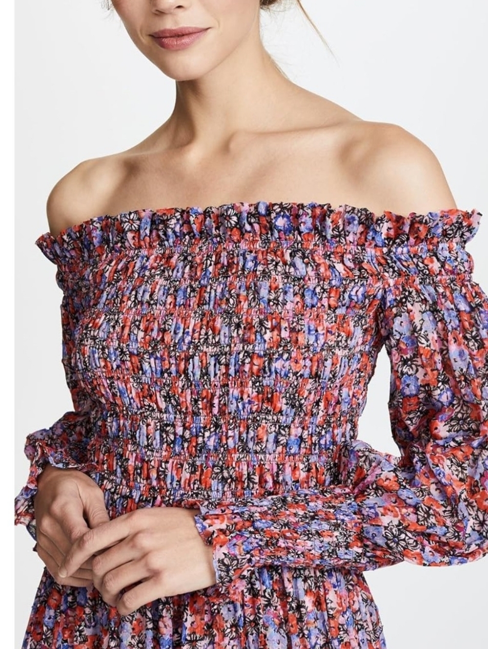 Rebecca Taylor Off-Shoulder Cosmic Floral Dress Size 4 - Picture 3 of 14